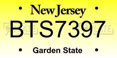 BTS7397 New Jersey License Plate