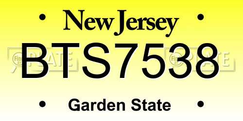 BTS7538 New Jersey License Plate