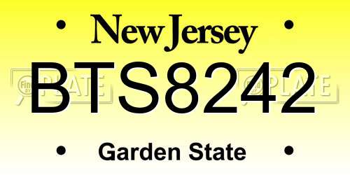 BTS8242 New Jersey License Plate