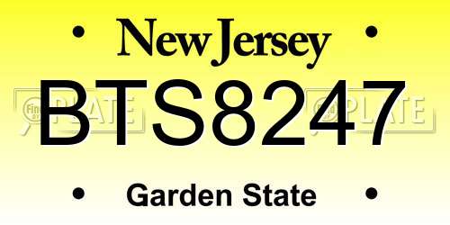 BTS8247 New Jersey License Plate