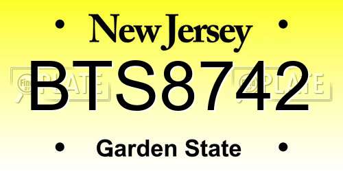 BTS8742 New Jersey License Plate
