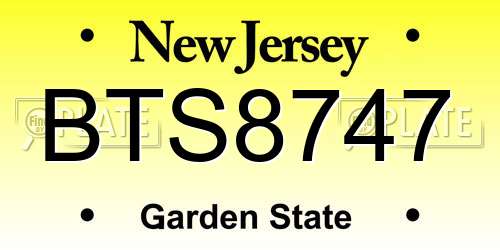 BTS8747 New Jersey License Plate