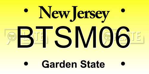 BTSM06 New Jersey License Plate
