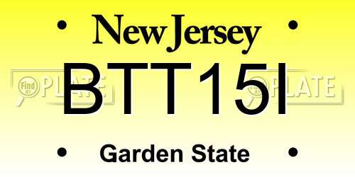 BTT15I New Jersey License Plate