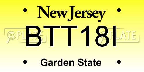 BTT18I New Jersey License Plate