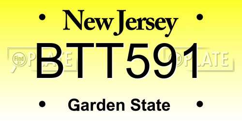BTT591 New Jersey License Plate