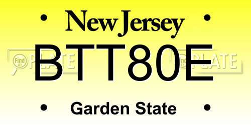 BTT80E New Jersey License Plate