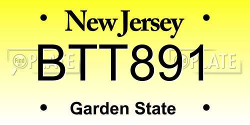 BTT891 New Jersey License Plate