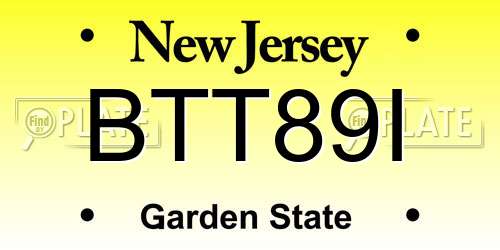BTT89I New Jersey License Plate