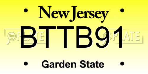 BTTB91 New Jersey License Plate