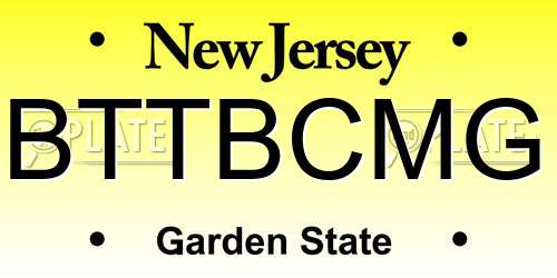 BTTBCMG New Jersey License Plate