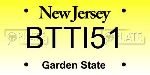 BTTI51 New Jersey License Plate