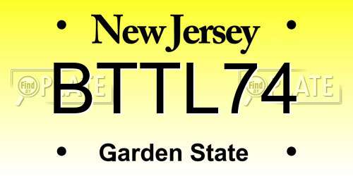 BTTL74 New Jersey License Plate