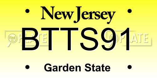 BTTS91 New Jersey License Plate