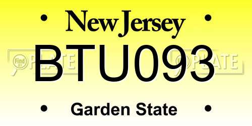 BTU093 New Jersey License Plate