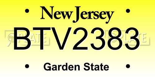 BTV2383 New Jersey License Plate