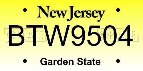 BTW9504 New Jersey License Plate