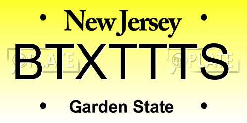 BTXTTTS New Jersey License Plate
