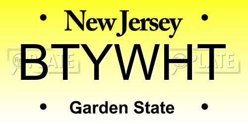 BTYWHT New Jersey License Plate