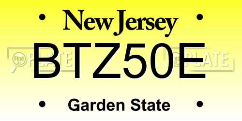 BTZ50E New Jersey License Plate