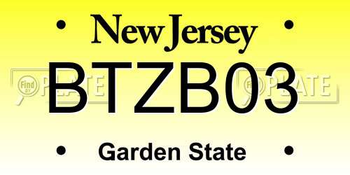 BTZB03 New Jersey License Plate