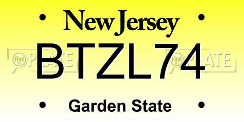 BTZL74 New Jersey License Plate