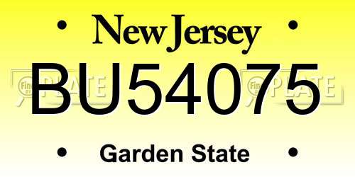 BU54075 New Jersey License Plate