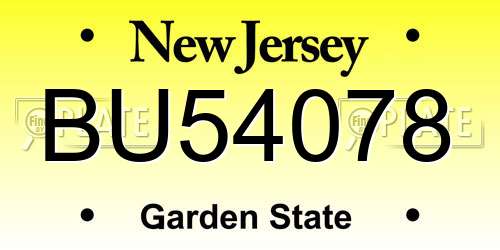 BU54078 New Jersey License Plate