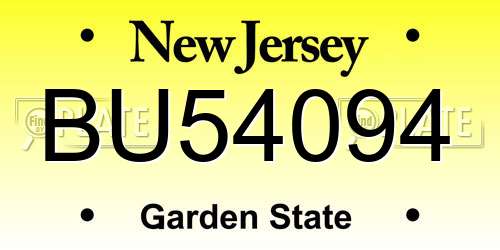 BU54094 New Jersey License Plate