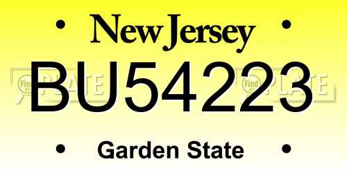 BU54223 New Jersey License Plate
