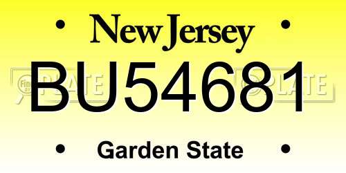 BU54681 New Jersey License Plate