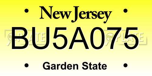 BU5A075 New Jersey License Plate