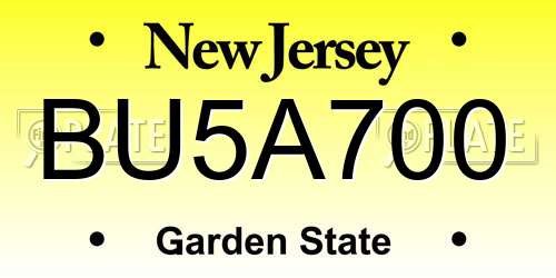 BU5A700 New Jersey License Plate