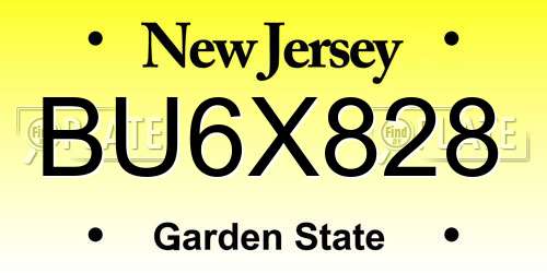 BU6X828 New Jersey License Plate