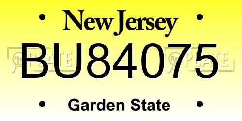 BU84075 New Jersey License Plate