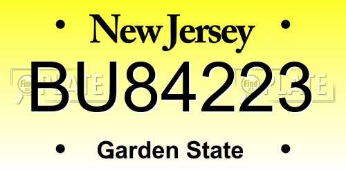 BU84223 New Jersey License Plate