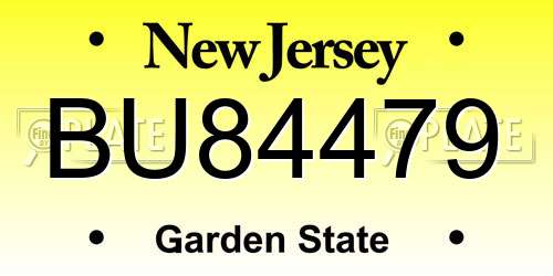BU84479 New Jersey License Plate