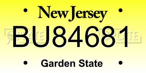 BU84681 New Jersey License Plate