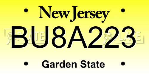 BU8A223 New Jersey License Plate
