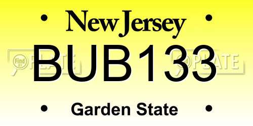 BUB133 New Jersey License Plate