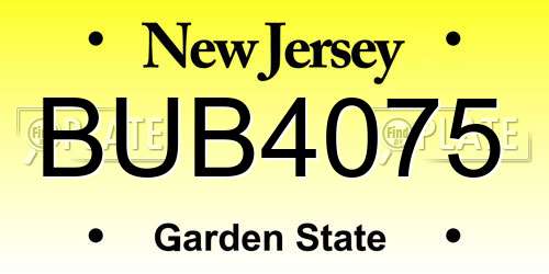 BUB4075 New Jersey License Plate