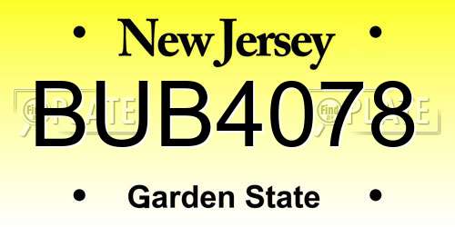 BUB4078 New Jersey License Plate