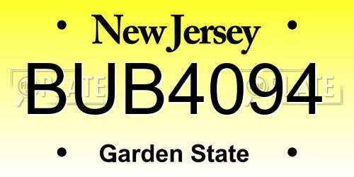 BUB4094 New Jersey License Plate