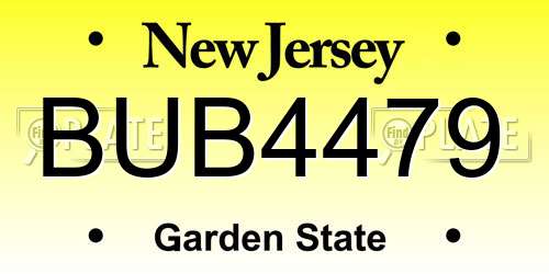 BUB4479 New Jersey License Plate