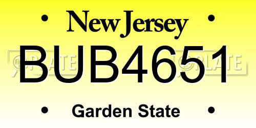 BUB4651 New Jersey License Plate