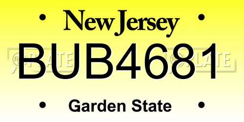 BUB4681 New Jersey License Plate