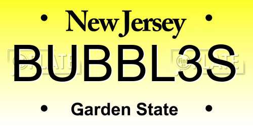 BUBBL3S New Jersey License Plate