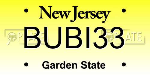 BUBI33 New Jersey License Plate