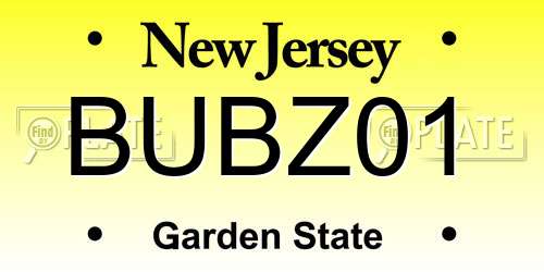 BUBZ01 New Jersey License Plate