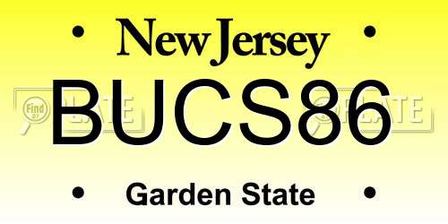 BUCS86 New Jersey License Plate